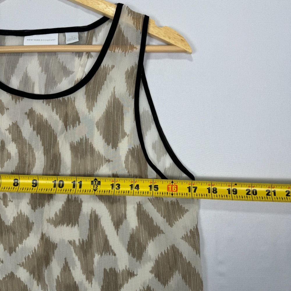 New York & Company Sheer Tank Top Blouse Beige Womens Size Small Open Back Top - Picture 12 of 12